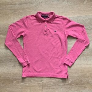 Vineyard Vines Women’s Pink Long Sleeve Polo Shirt XS 100% Cotton Preppy Casual